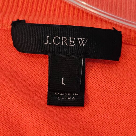 J. Crew Cardigan Sweater Large Orange Cotton Preppy Button Front Classic - Picture 4 of 8